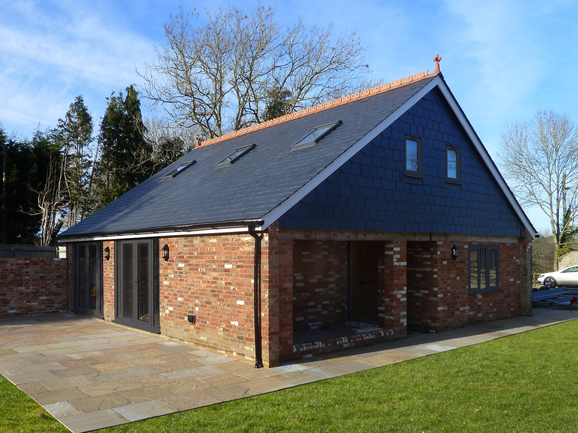 after photo of finished building with skylight windows