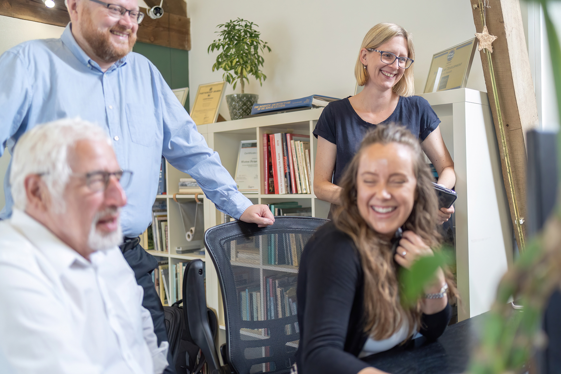 group looking at computer