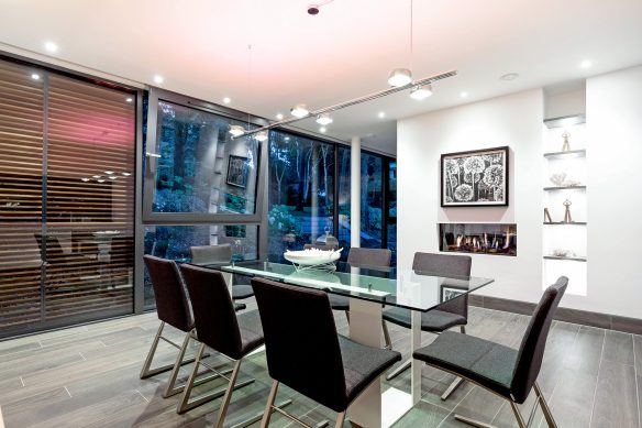 Stylish monochrome dining area