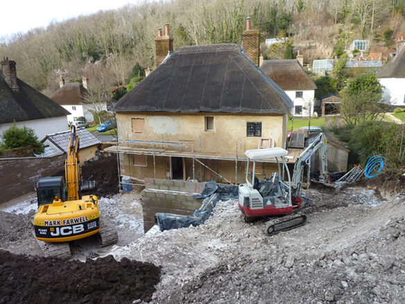 building work progress to rear of thatched property
