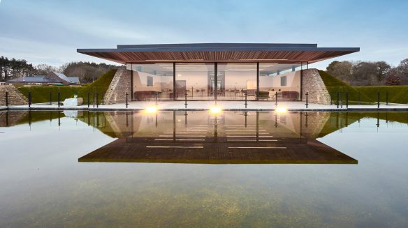 reflection pool at harbour view crematorium