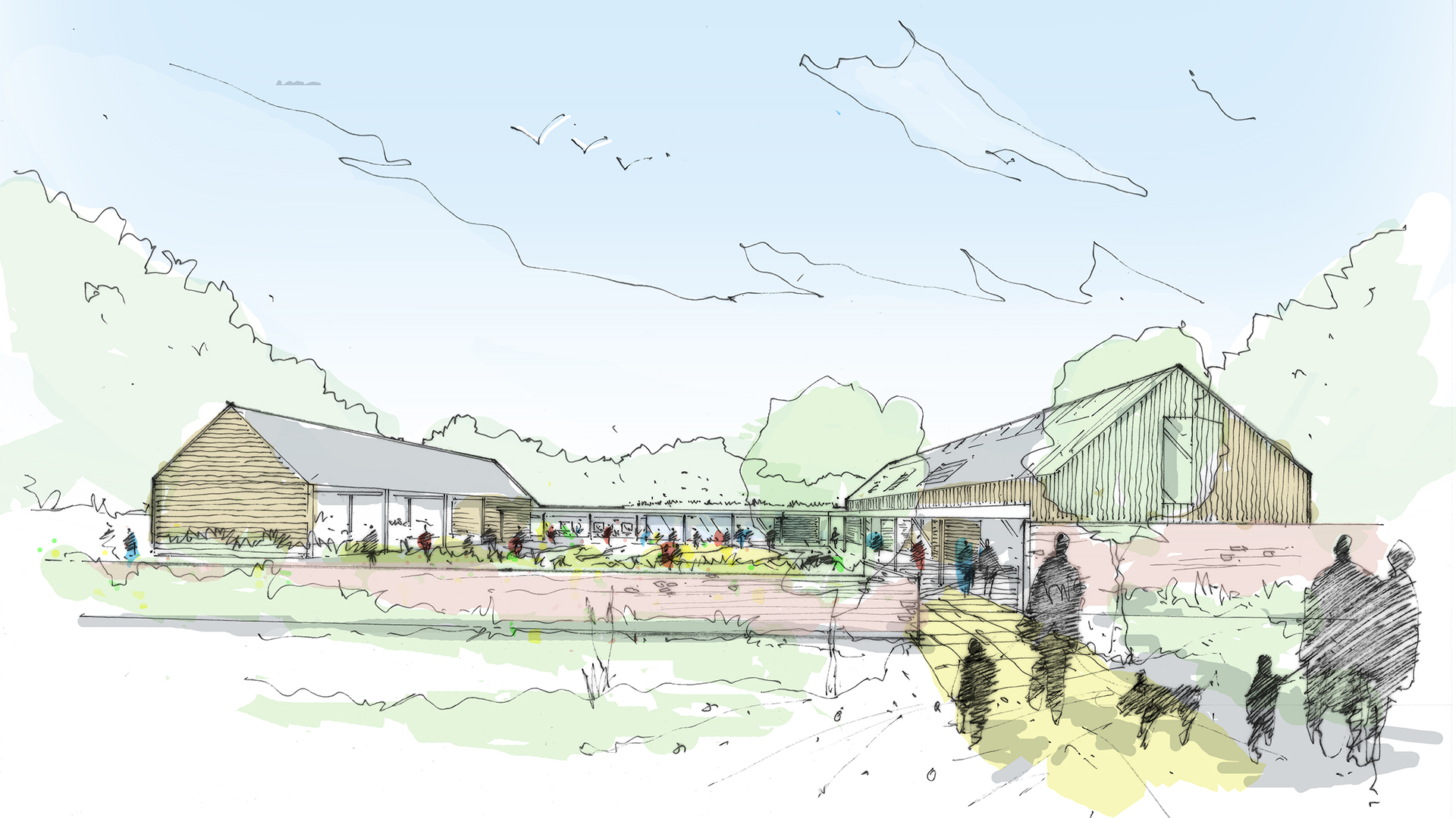 sketch of entrance to countryside centre in wiltshire