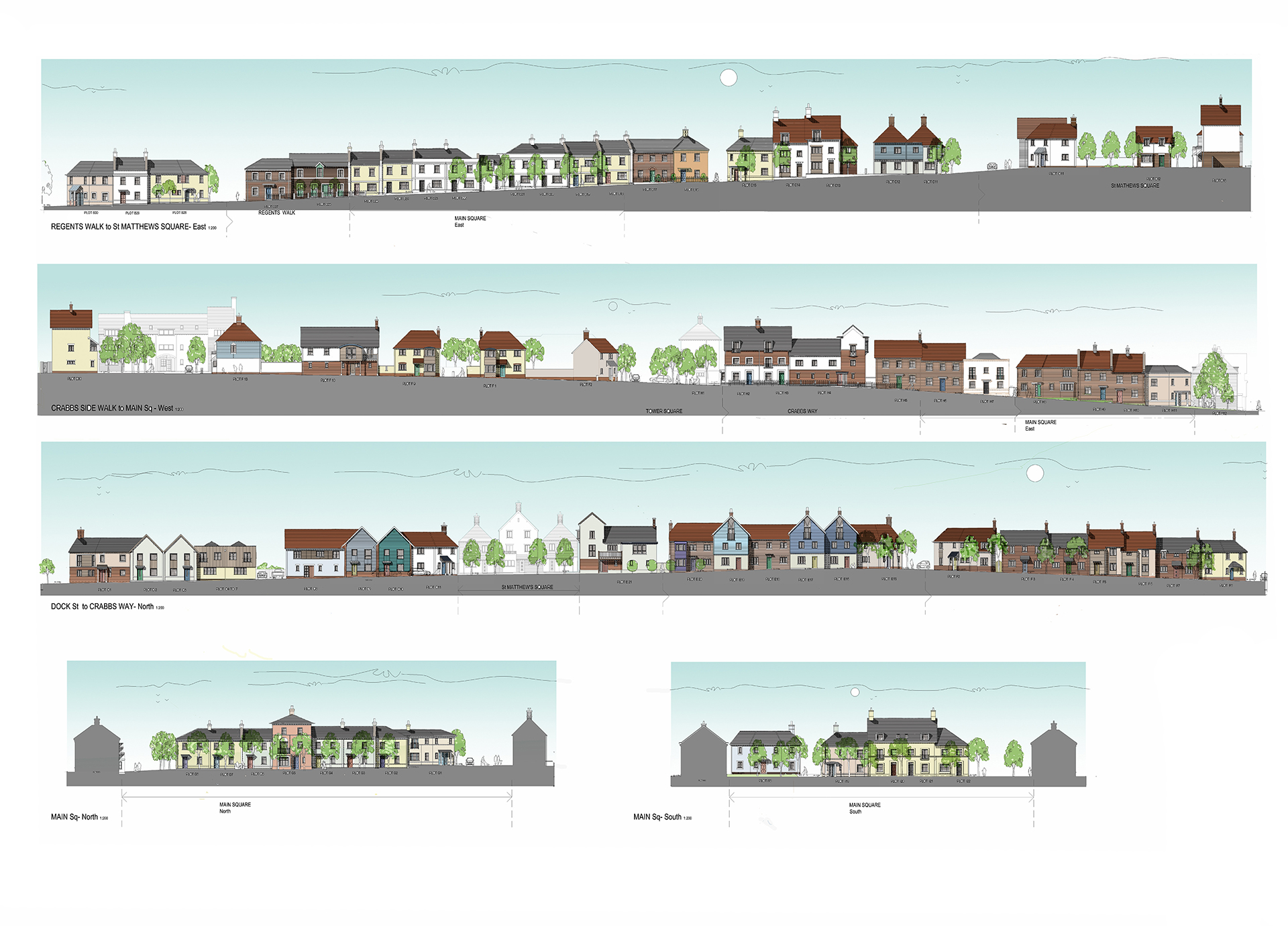 Elevations for house types for area23