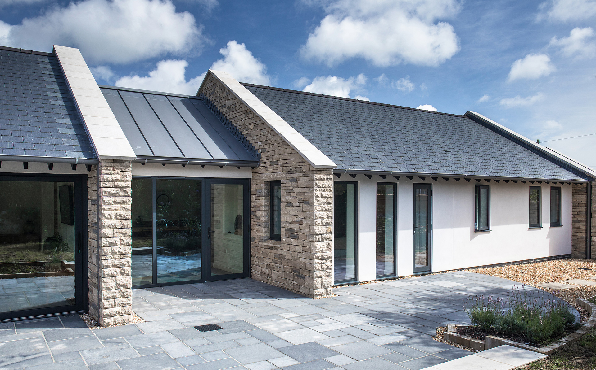 floor to ceiling glazing on a contemporary bungalow