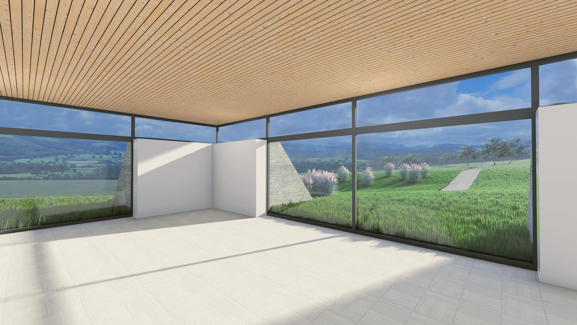 interior of crematorium with clerestory windows