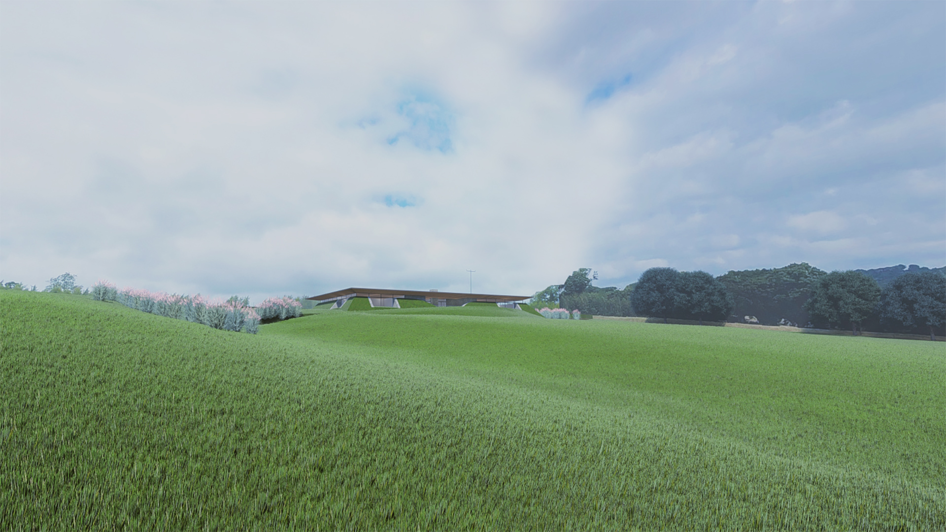 concept for a new contemporary crematorium in Wales south west view