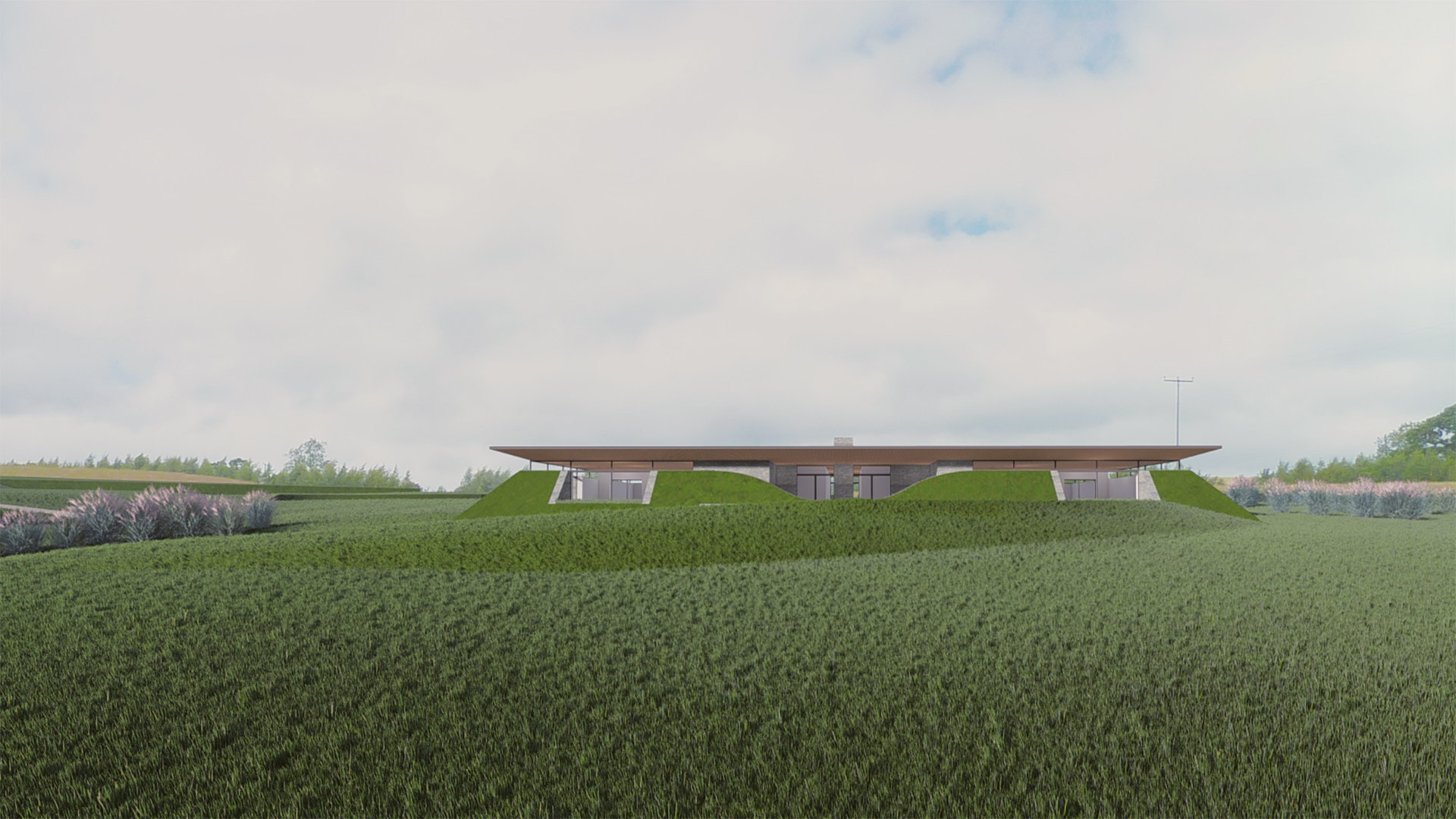 concept for a new contemporary crematorium in Wales south elevation