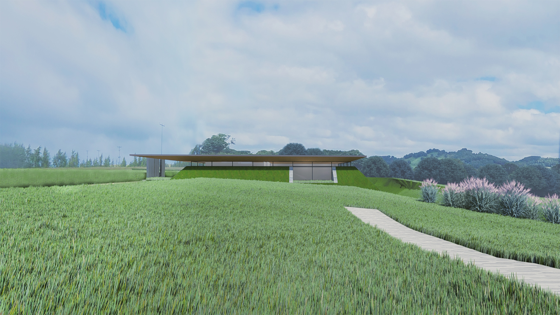 concept for a new contemporary crematorium in Wales west elevation