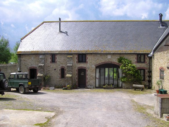 beautiful stone barn with slate roof