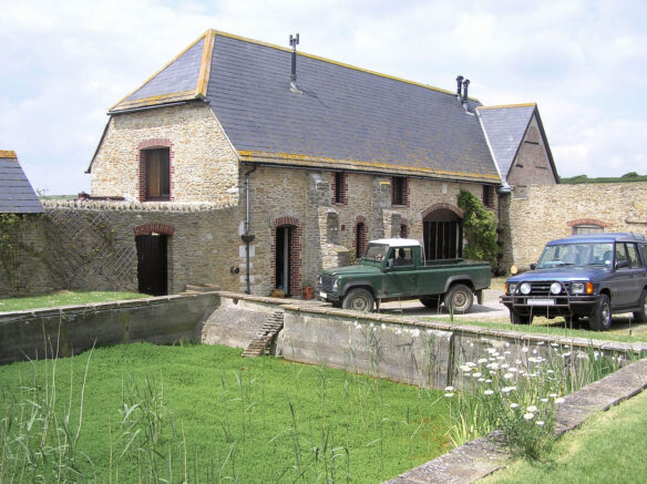 stone barn with slate roof