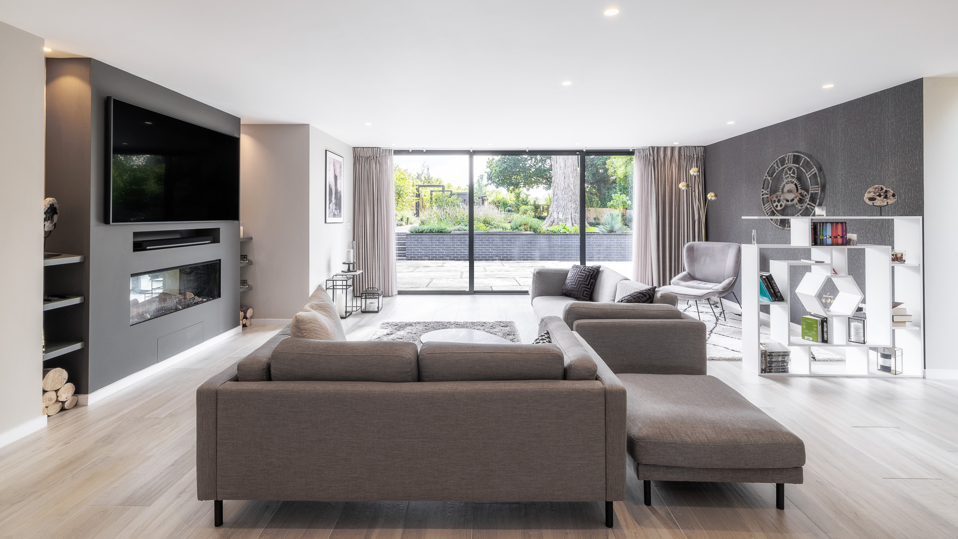 Dining room with large sliding patio doors