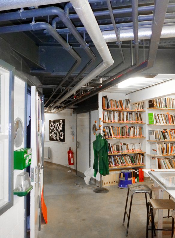 interior of arts building with exposed ceiling services