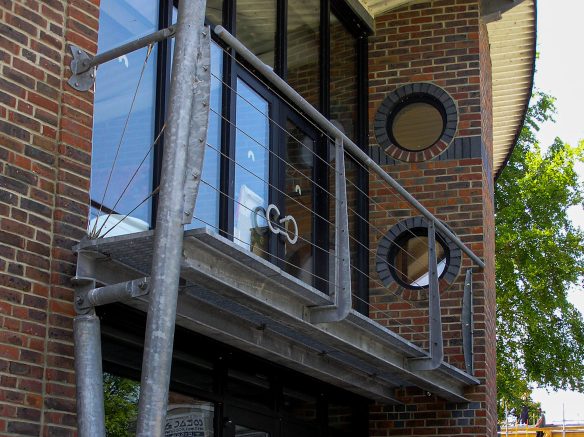 Balcony with detailed brickwork