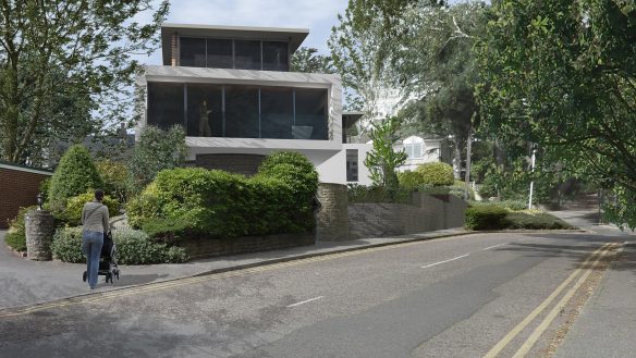 visual of street view of modern house