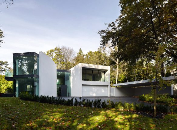 view from front garden of modern house in daylight