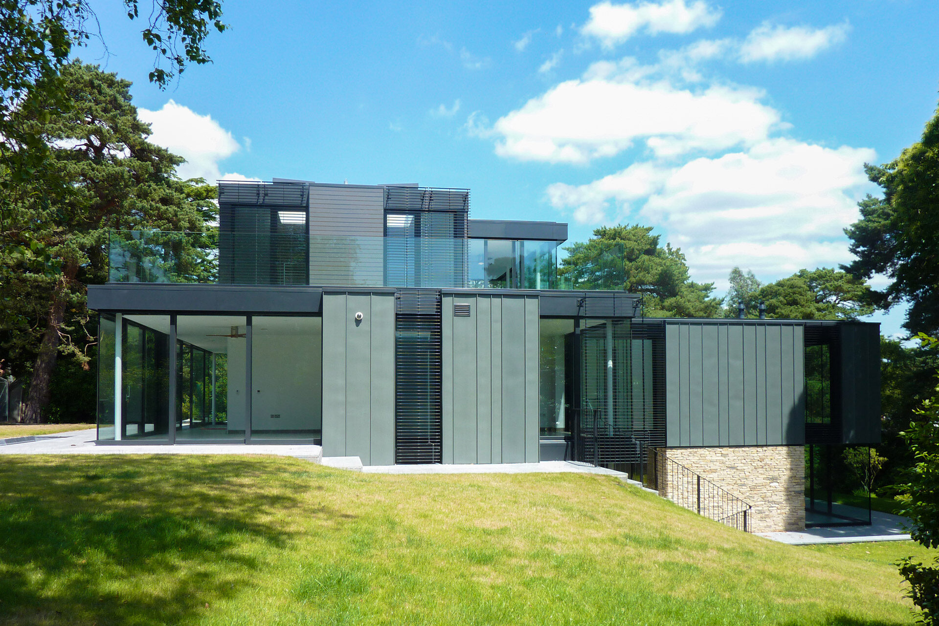 side view of house with zinc facade