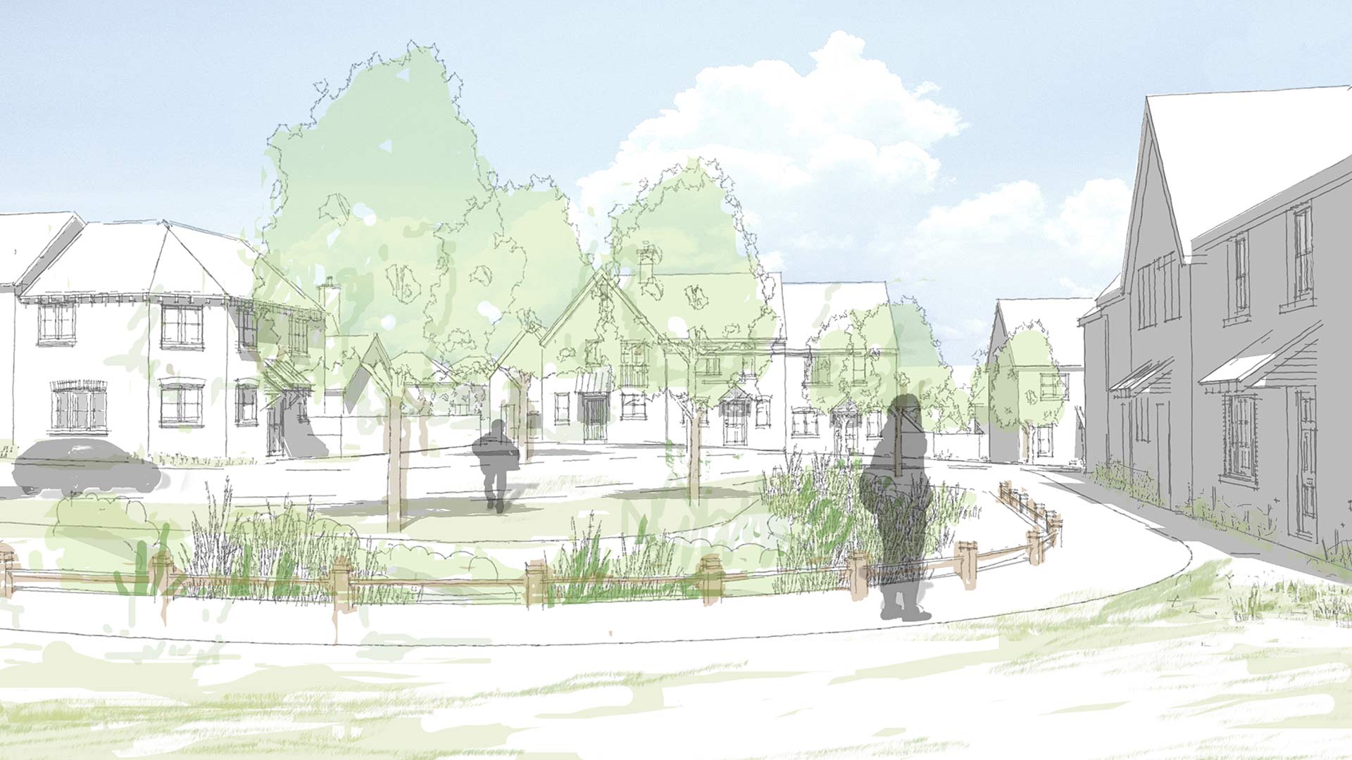 sketch of village green