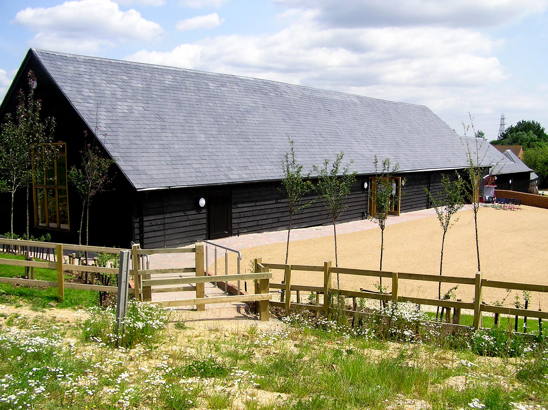 Beautifully restored long black barn