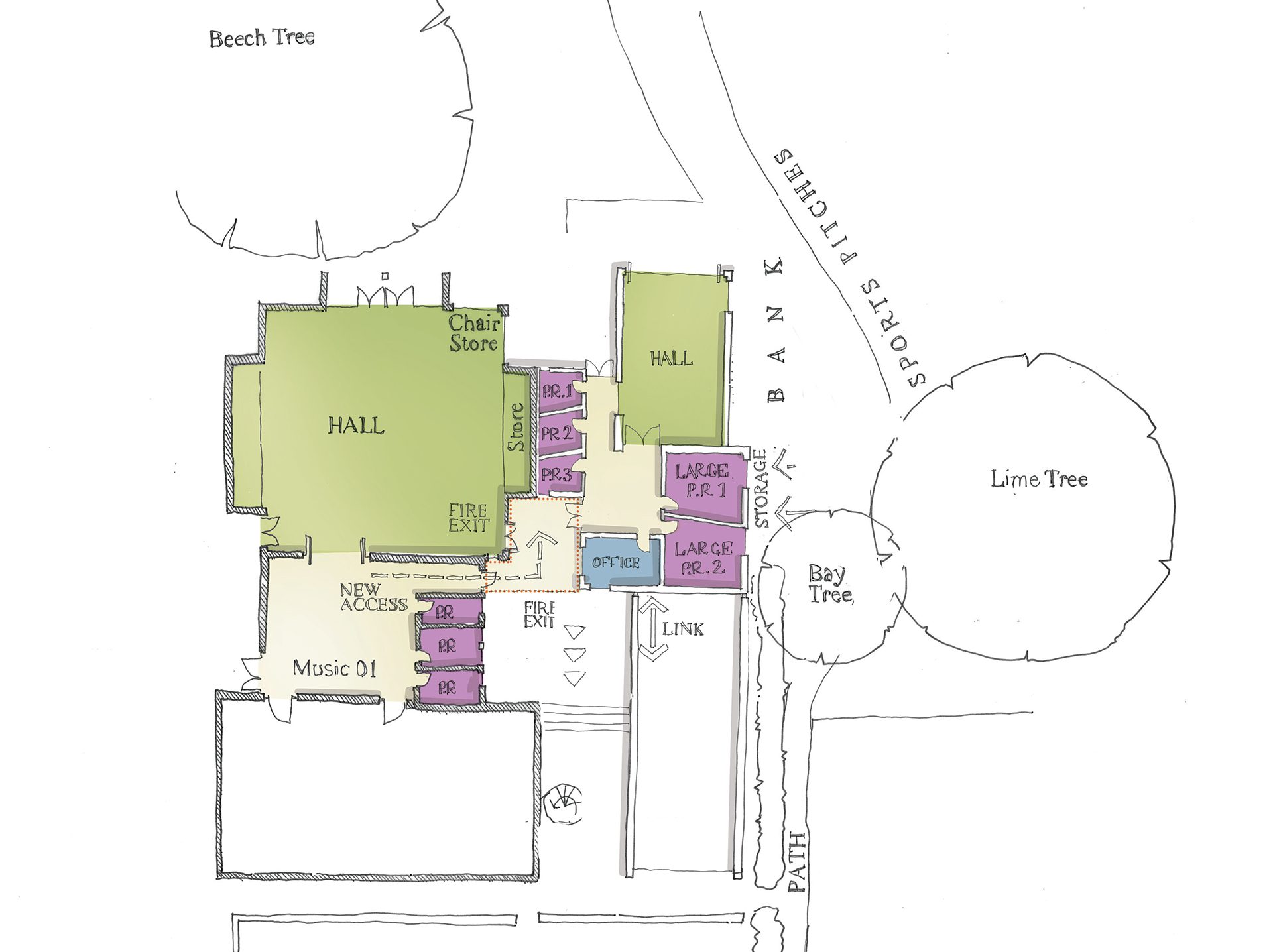 plan analysis of music school