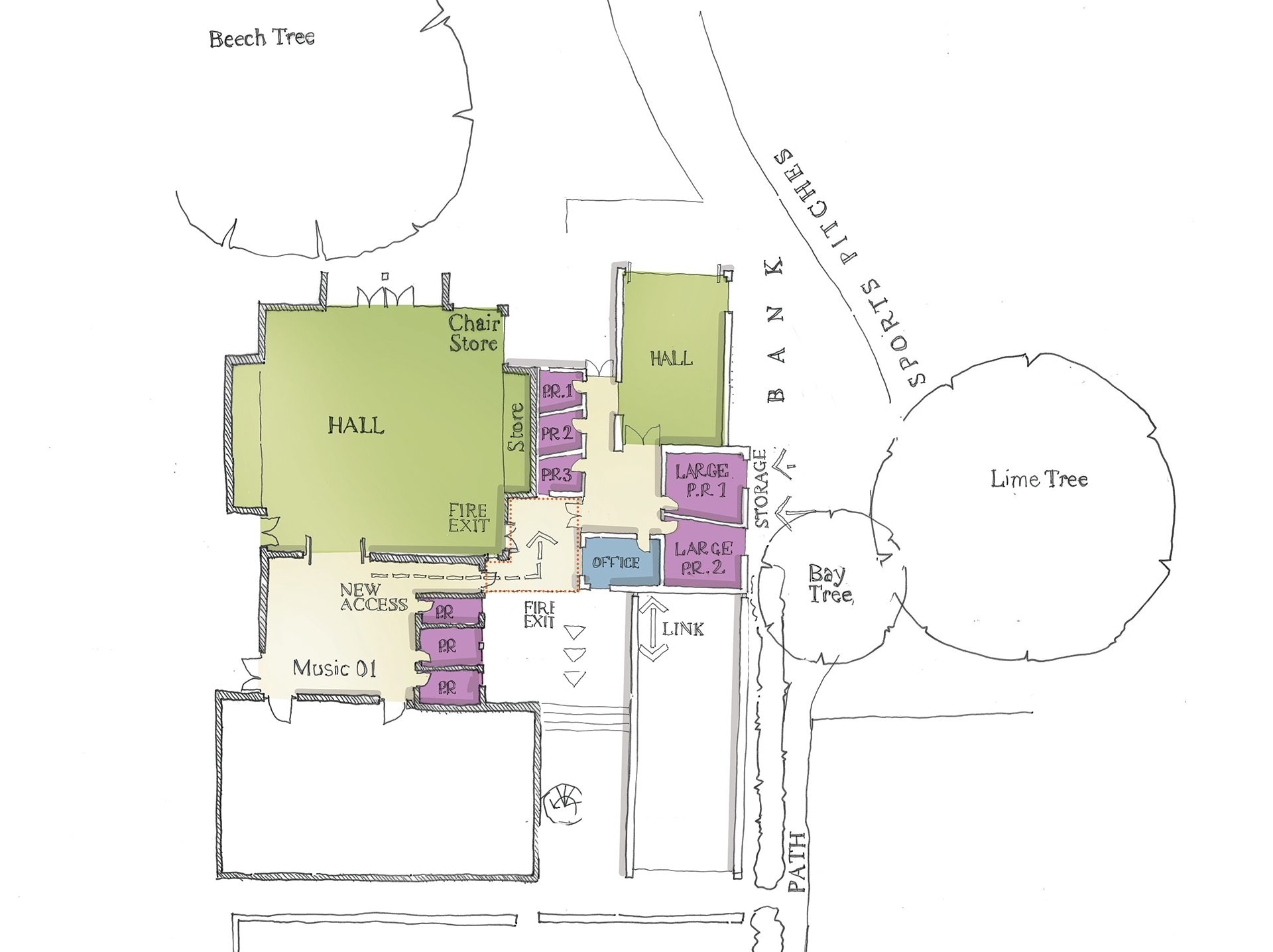 plan analysis of music school