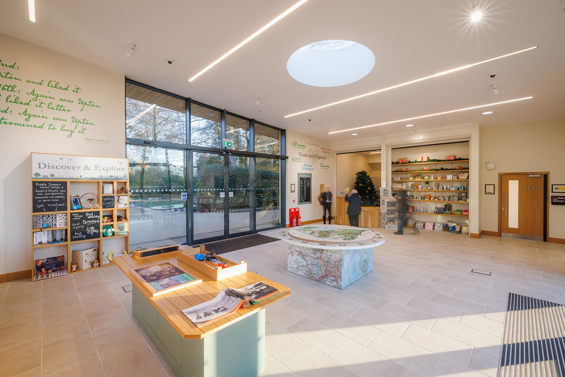 interior of welcome centre with sun light well in ceiling