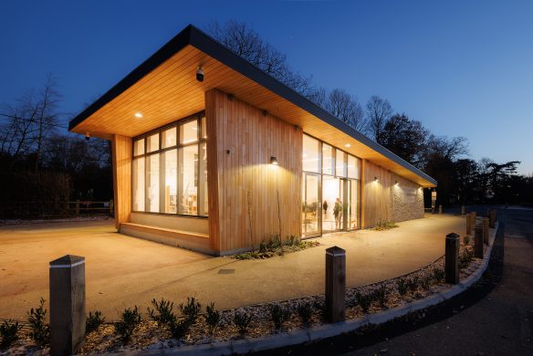 sunrise at welcome centre showing a side and front view