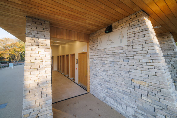 stone entrance to the toilet facilities at welcome centre