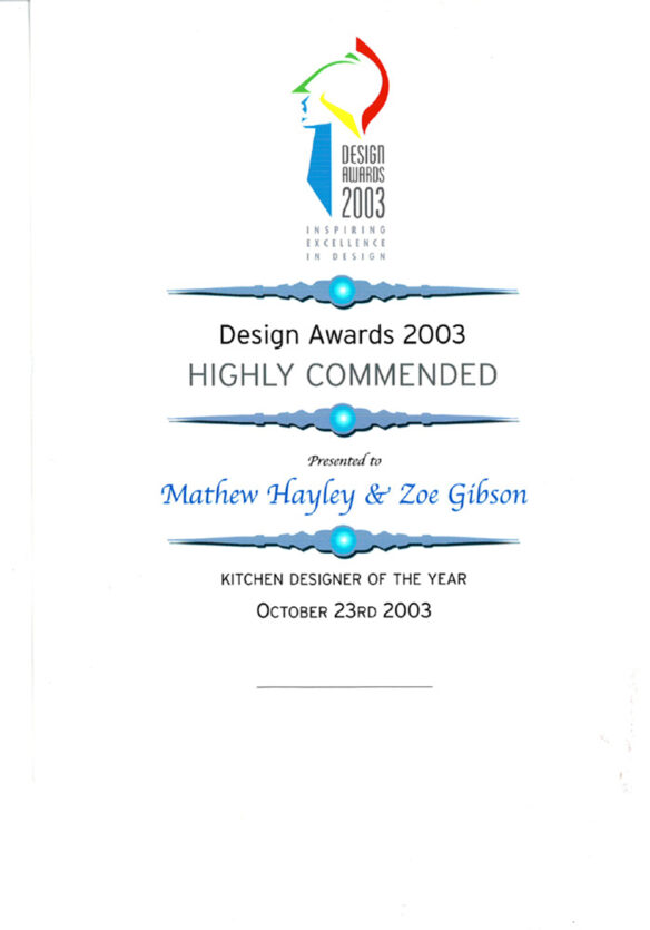 Design awards 2003 certificate