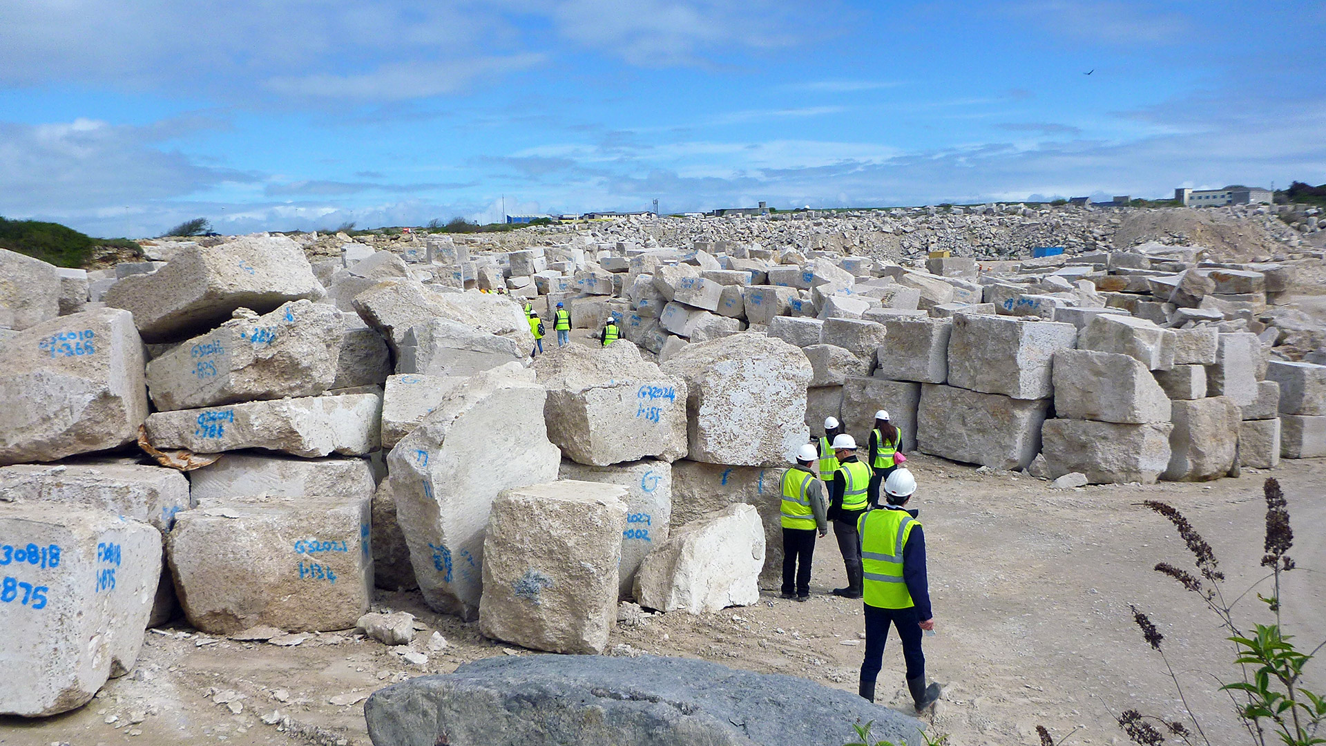 employees on a quarry tour