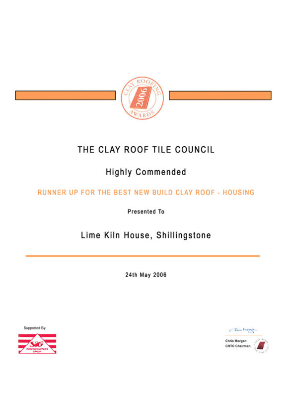 Clay Roofing Awards Certificate