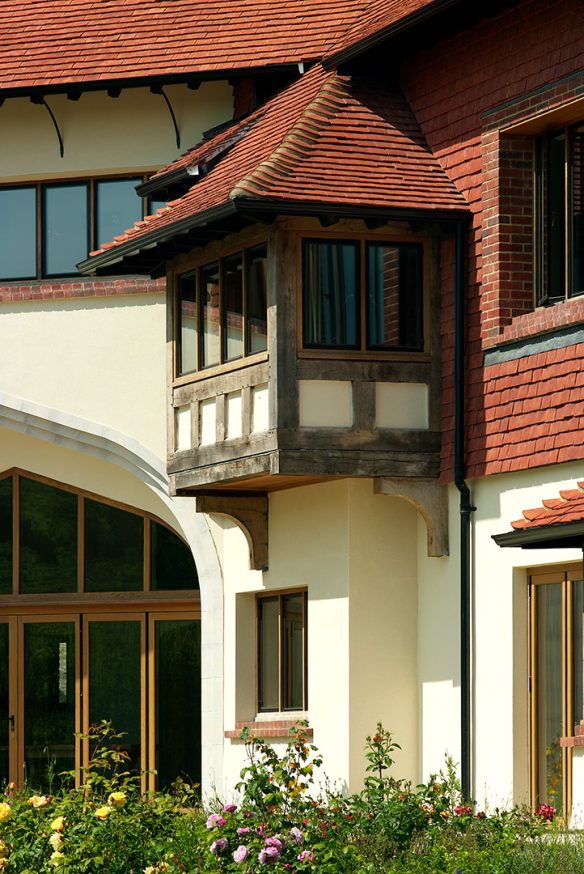 closed up of window detail on white house with red tiles