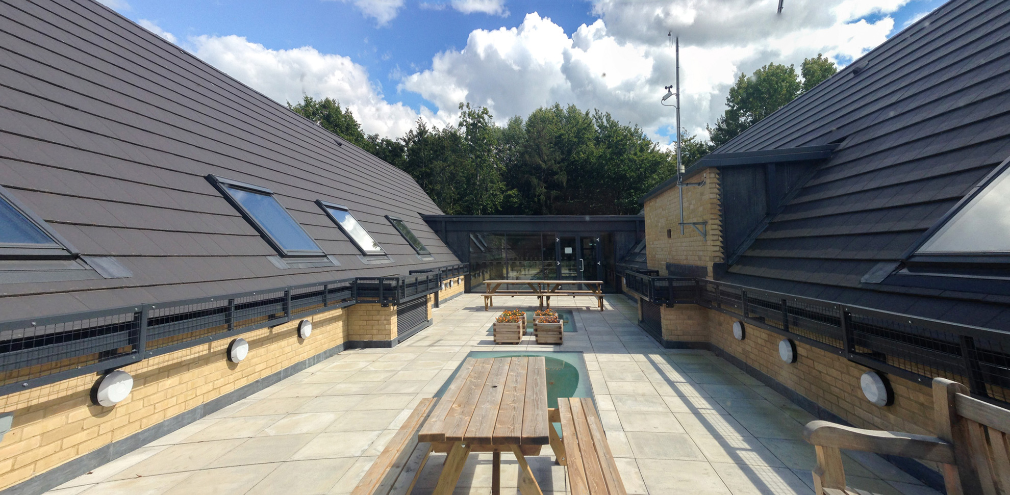 Outdoor rooftop space with walk on rooflight