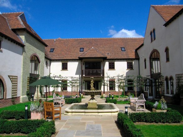 beautiful courtyard with impressive water fountain