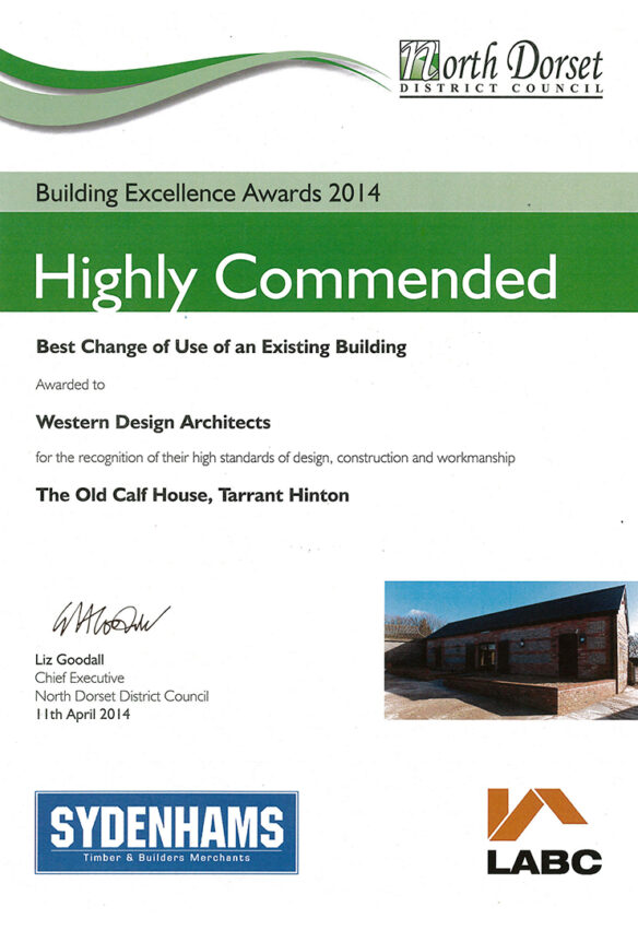 NDDC Building Excellence Awards 2014 certificate