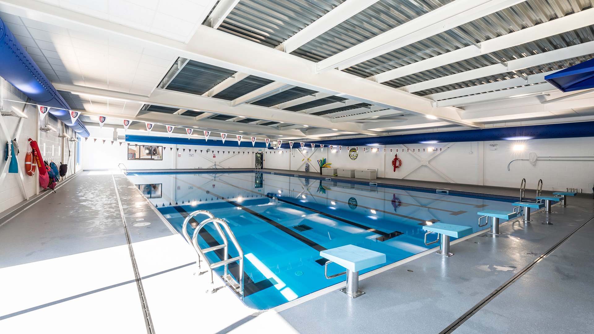 indoor swimming pool with diving boards