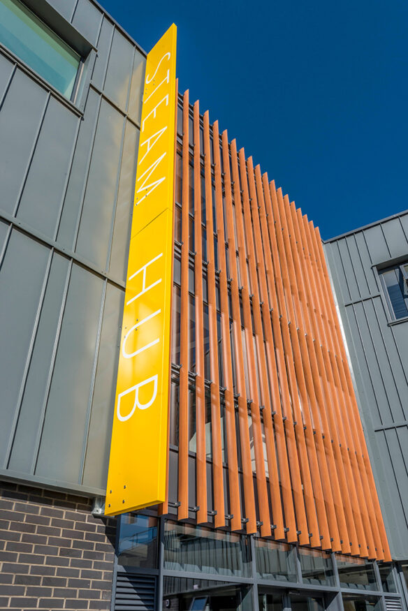 External mail entrance yellow signage