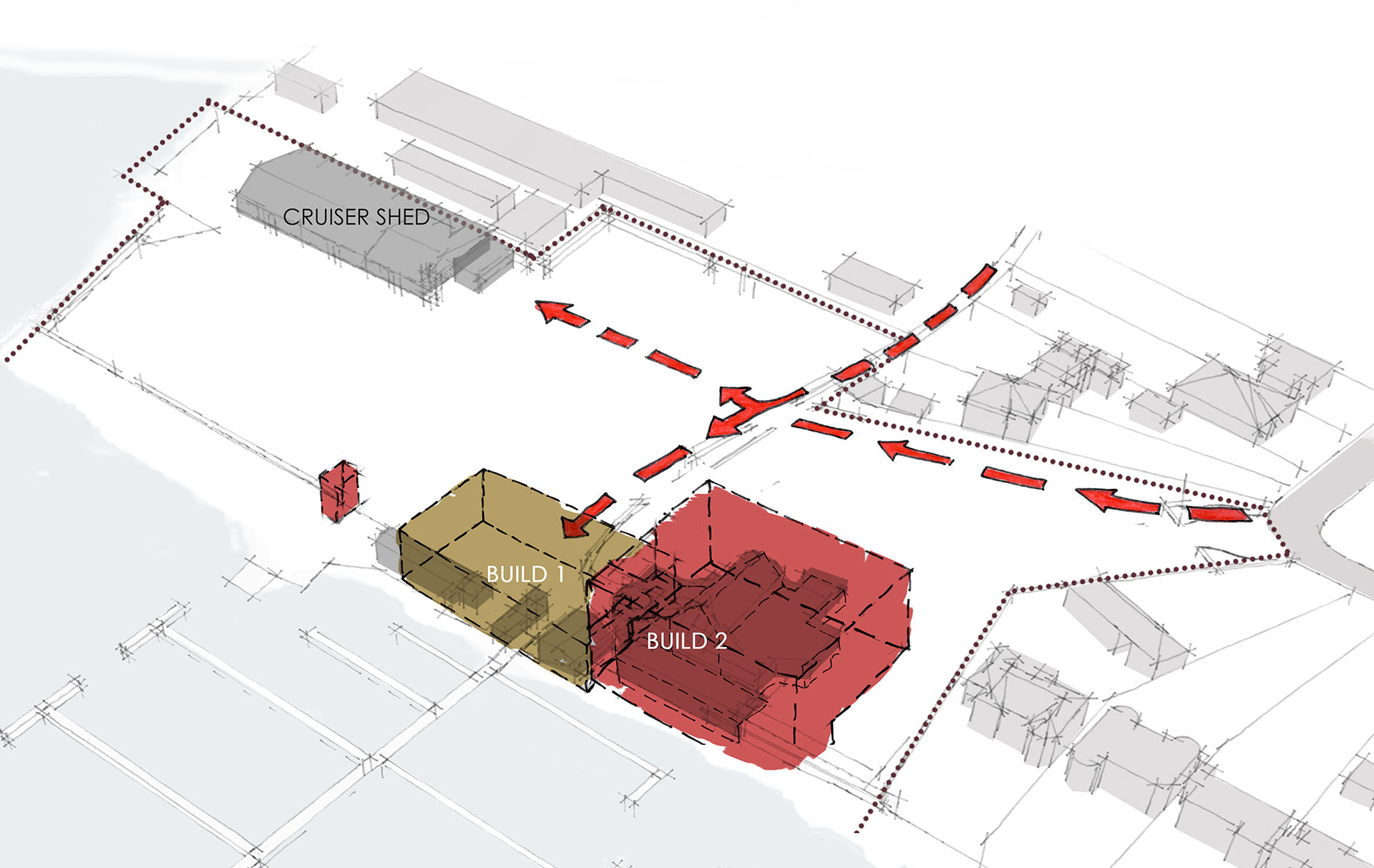 aerial view concept of layout diagram at yacht club