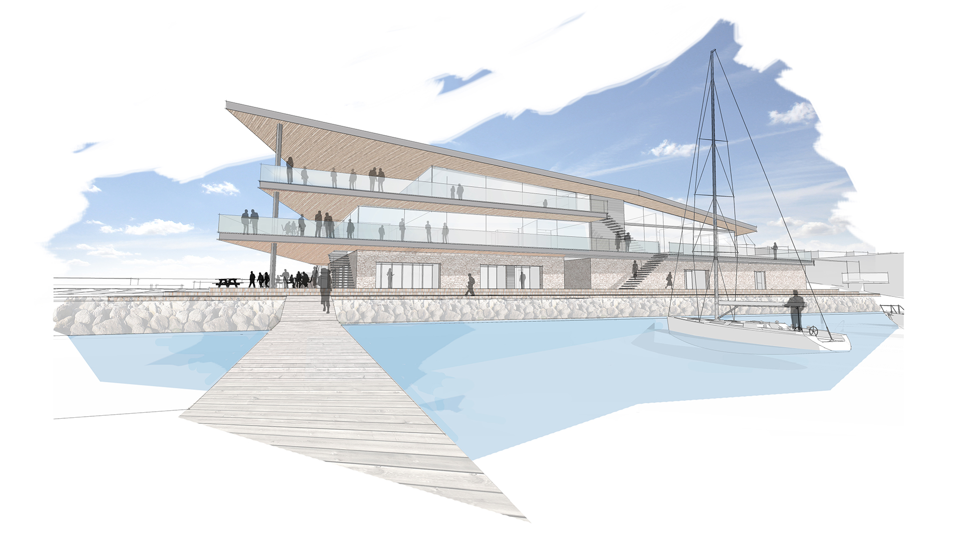 concept view of Poole yacht club from jetty