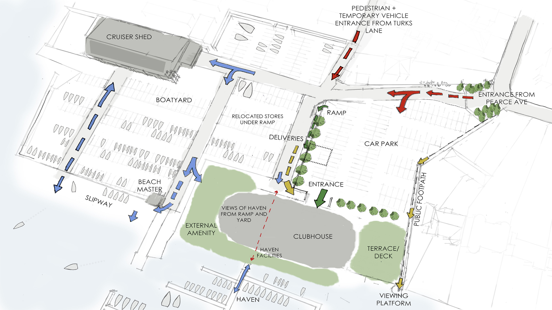 aerial view analysis sketch of site