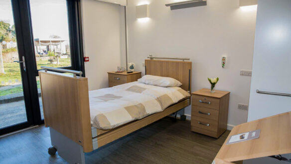 interior bedroom area especially adapted for people with spinal injuries
