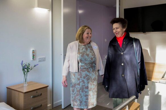 princess Anne and woman smiling at the opening day of spinal injury centre