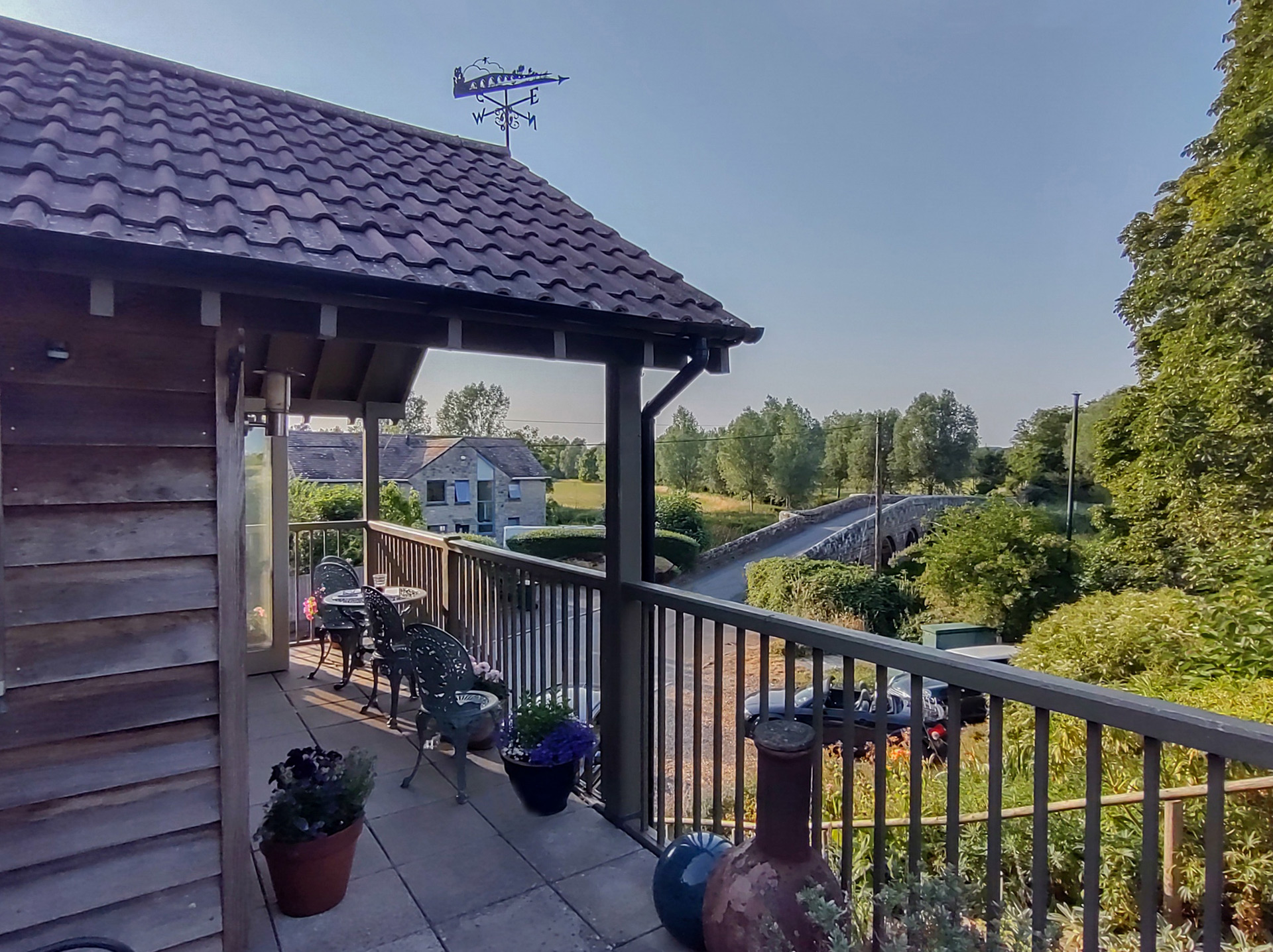 paved balcony with beautiful view of historic bridge