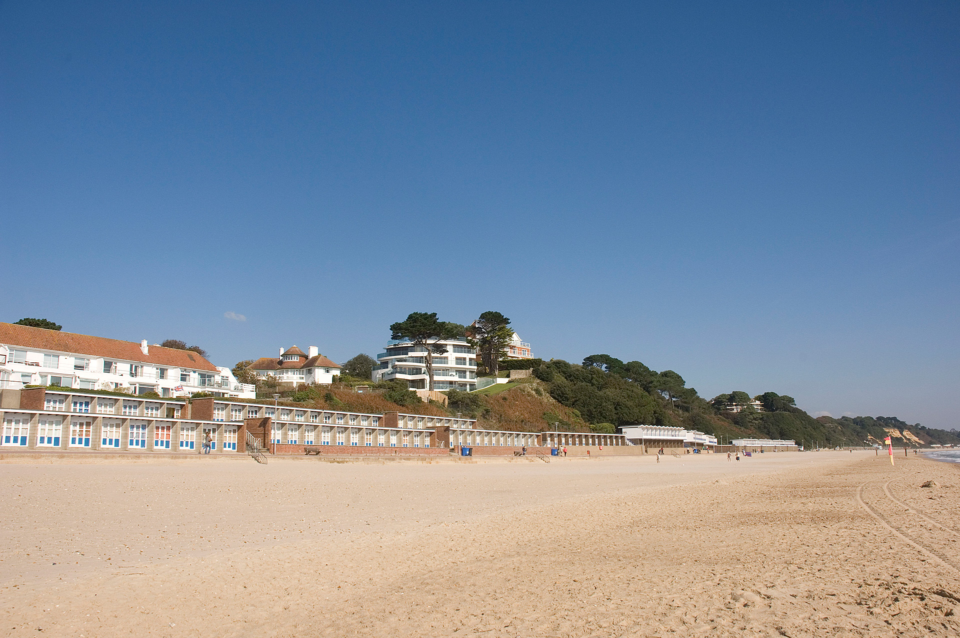 distant view of contemporary apartments from beach