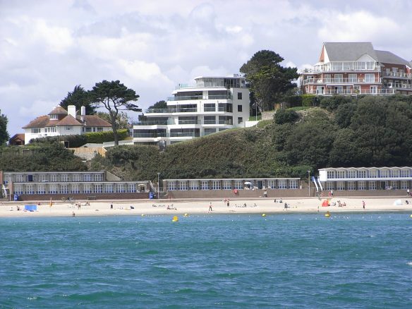 view of contemporary apartments from sea