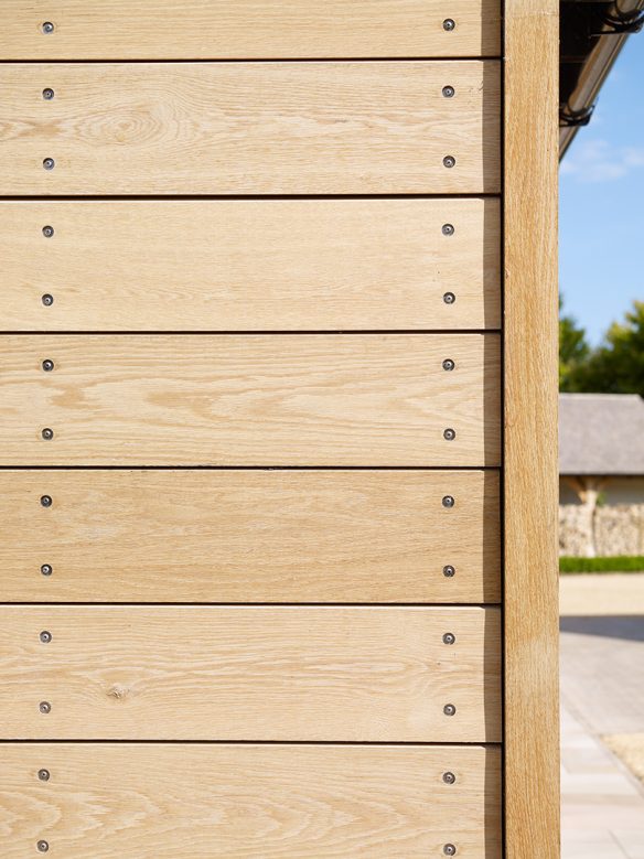 detailed view of timber clad on oubuilding