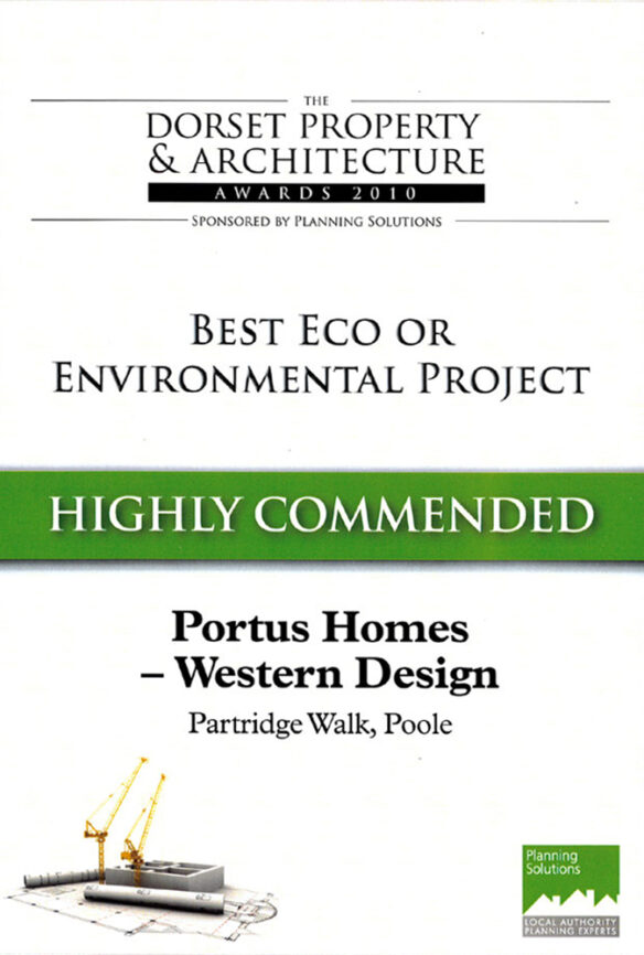 Dorset Property & Architecture Awards 2010 Best eco or environmental project Highly Commended Certificate