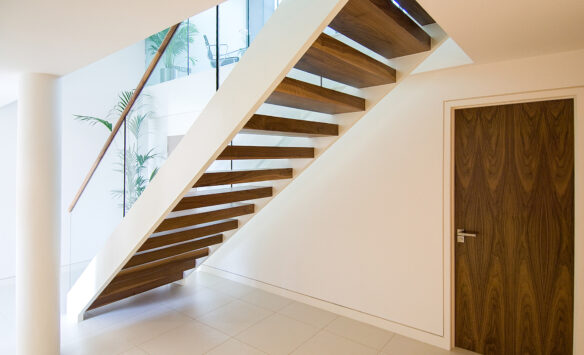 internal floating wooden staircase