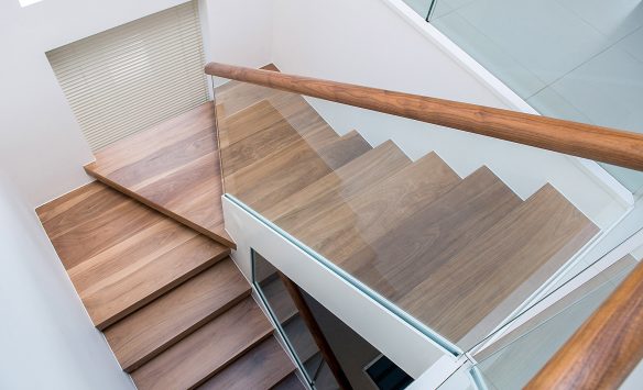 dog-legged wooden staircase