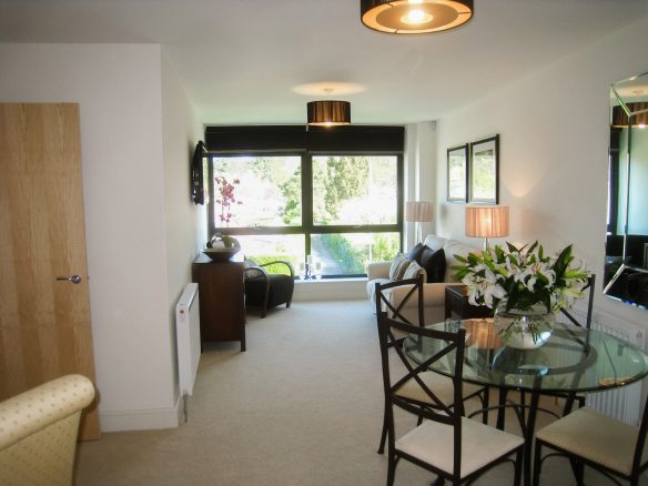 interior dining living area with large windows