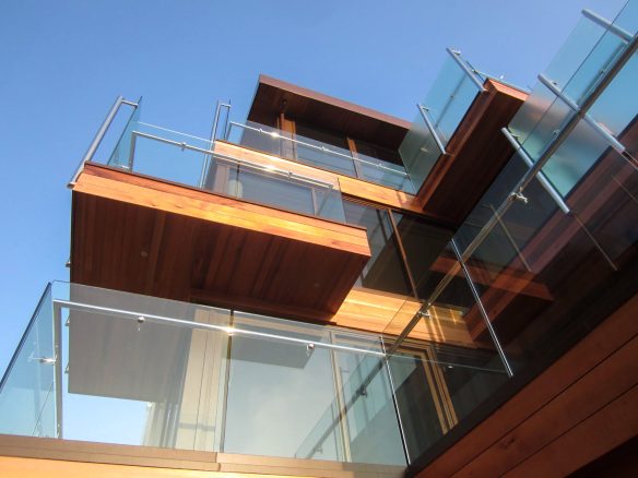 detail view of balconies with glass balustrade